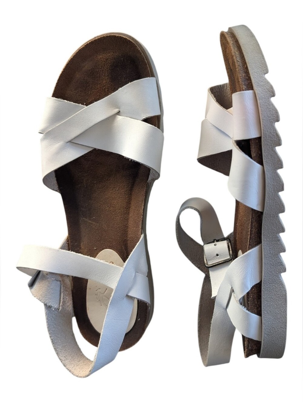 Fluchos Made in Spain White Leather Platform Sandals EU 38 Comfort Sandals